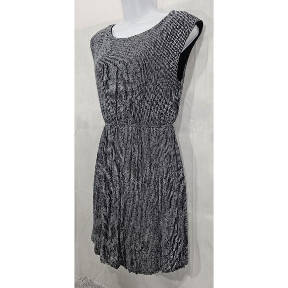 Zara Blouson Mini Dress Viscose Knit Polka Dot Navy Minimalist Office Casual M - Picture 4 of 13